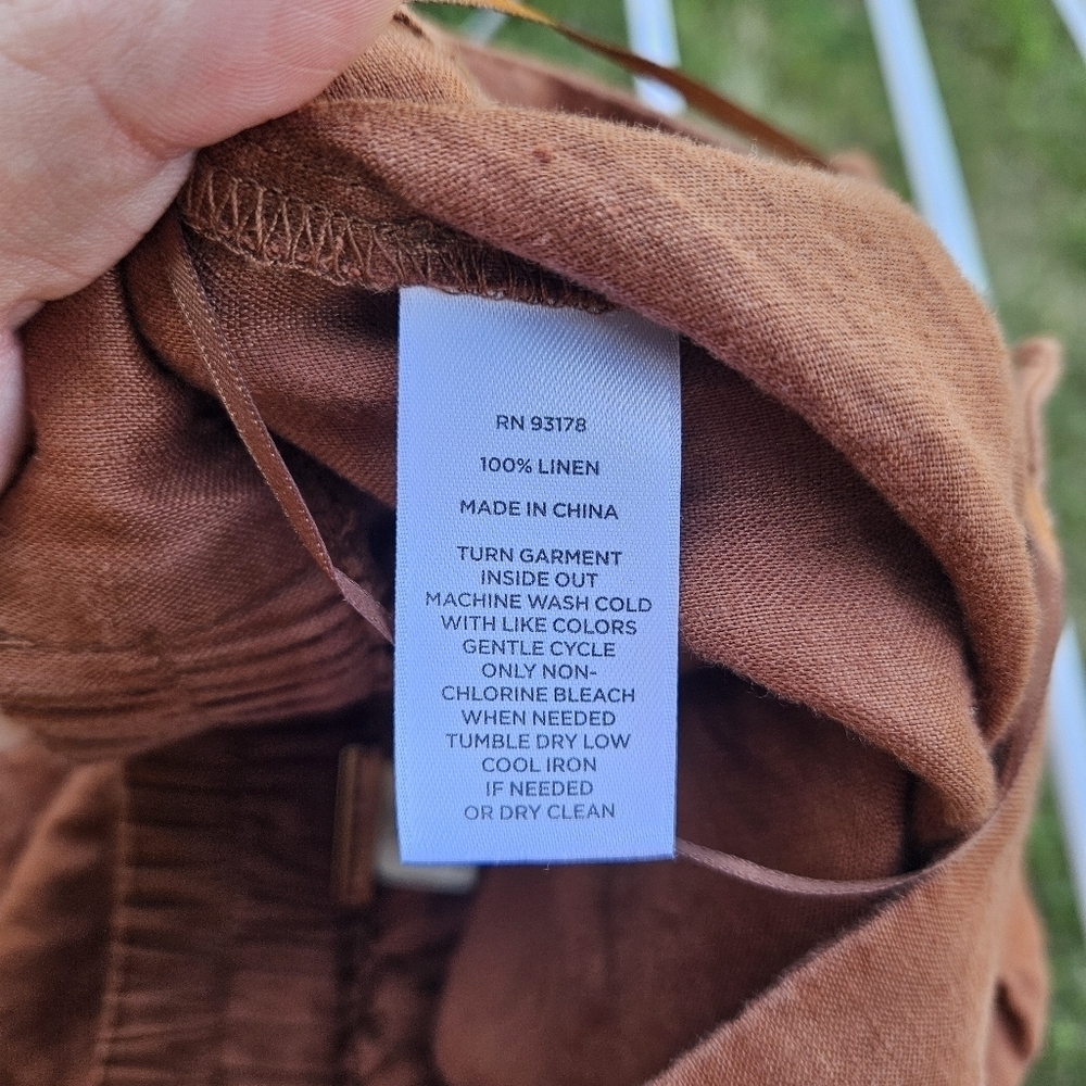 Magaschoni brown linen wide leg pants medium - Picture 5 of 5